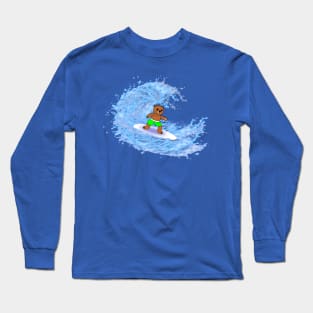 Teddy bear surfing Long Sleeve T-Shirt